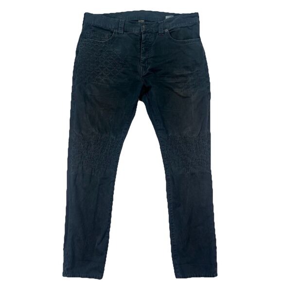 True Religion Dean Geo Quilted Gray Chino Straight Leg Jeans Pants 36/32.5 Taper - Picture 1 of 11